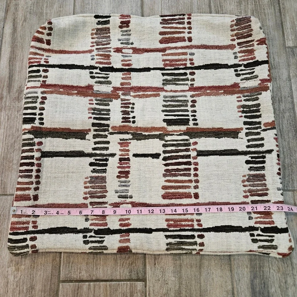 Upholstery Throw‎ Pillow Cover 23x23 Cream Brown Abstract Woven Geometric Earthy